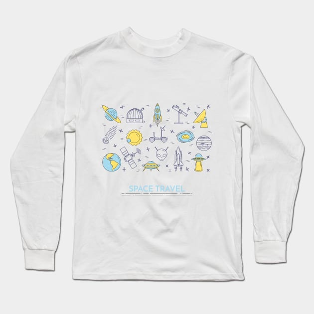 Space Travel Long Sleeve T-Shirt by AttireCafe